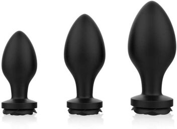 Lot de 3 plugs bijou Silicone Rosa Noirs