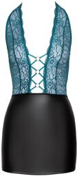 Robe dentelle turquoise Noir/Turquoise