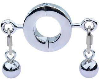 Ballstretcher en métal avec Boules Testicle M 32mm - Hauteur 20mm - Poids 485g Argenté