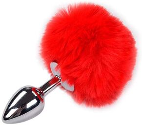 Plug anal en métal Fluffy S Rouge