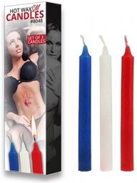 Bougies SM à cire chaude (3 pièces) - Bleu, blanc et rouge