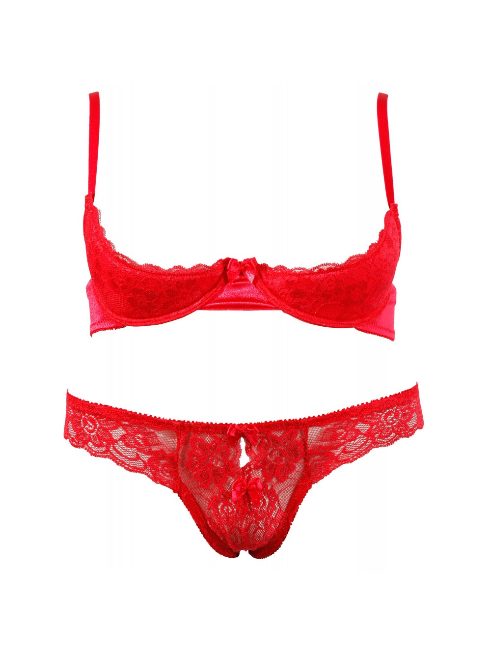 Ensemble 2 Pièces Dentelle Rouge