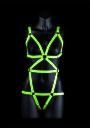 Full Body Femme Harnais - Neon Green/Black