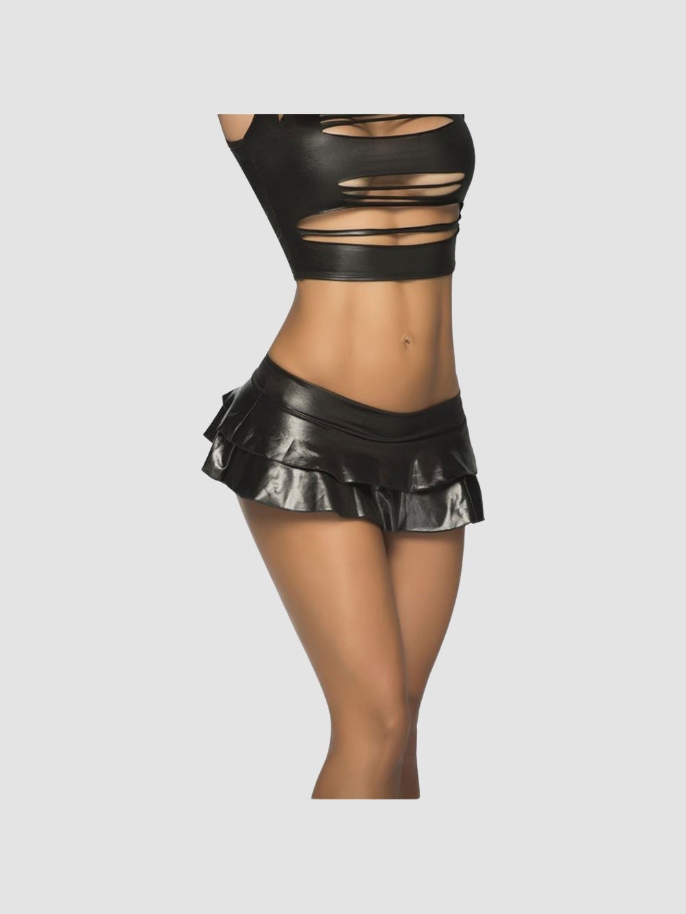 Mini Jupe à Volants 5022 Wetlook Noire