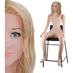 Poupée gonflable réaliste assise blonde vibrante Roxane