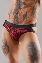 Jockstrap en tulle zébré - 20605 Rouge