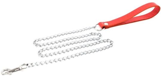 Laisse longue chaine métal Rouge Rouge