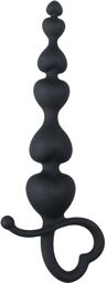 Perles anales noires avec poignée en forme de cœur