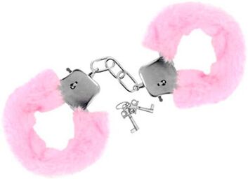 Menottes fourrure roses de poignets avec sécurité Rose