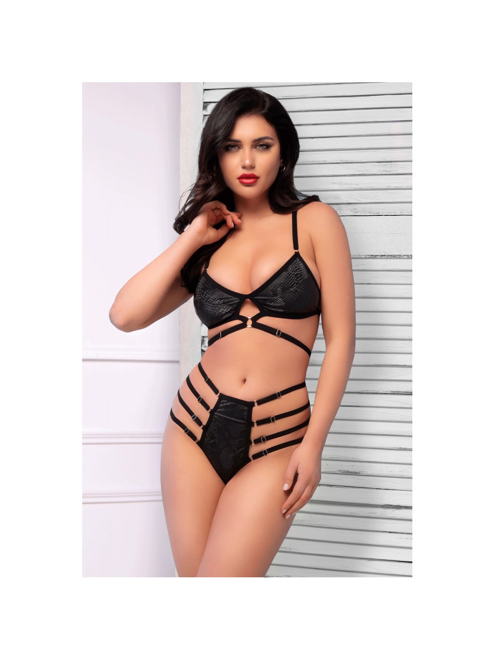 Ensemble 2 pièces CR4637 imprimé serpent noir