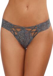 Tanga gris dentelle sexy ajouré sur l'avant Gris